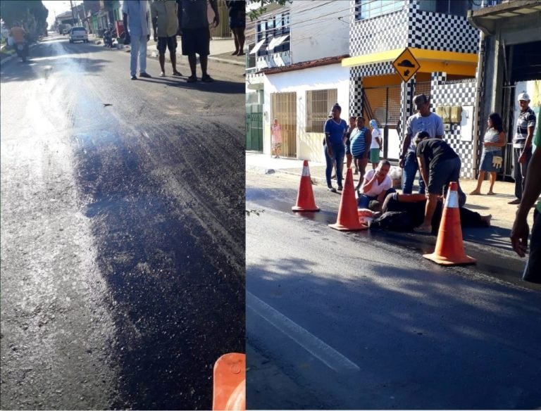 Óleo derramado na pista provoca acidente na Avenida ACM em Amargosa