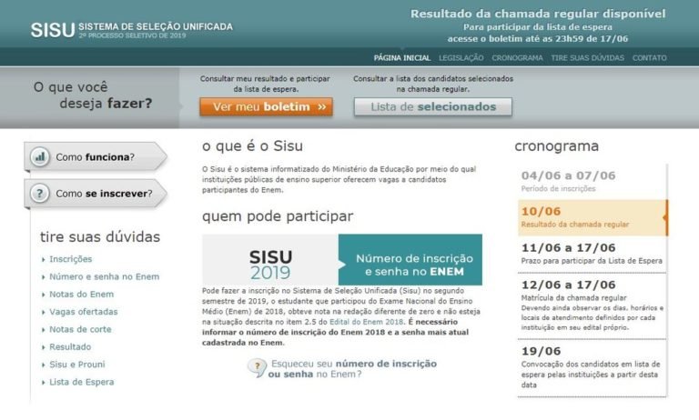 Sisu 2019 divulga lista de aprovados na edição do 2º semestre