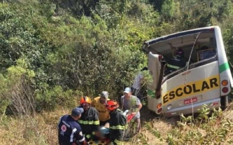 Colisão entre ônibus escolar e caminhão mata duas crianças e deixa 15 feridas