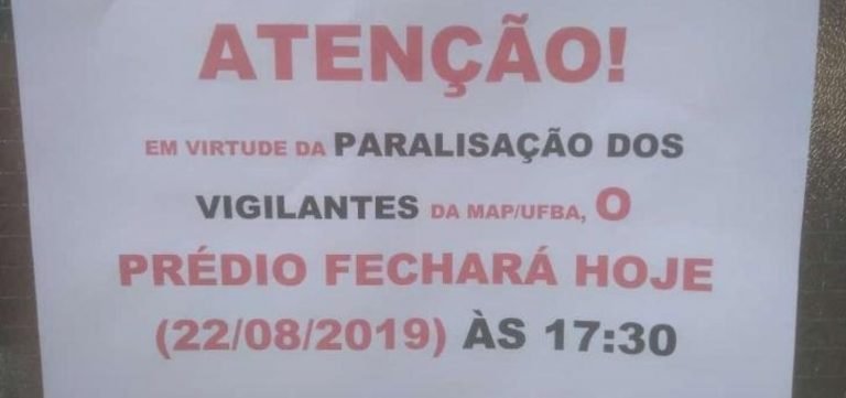 Com paralisação dos vigilantes, institutos da Ufba cancelam aulas noturnas