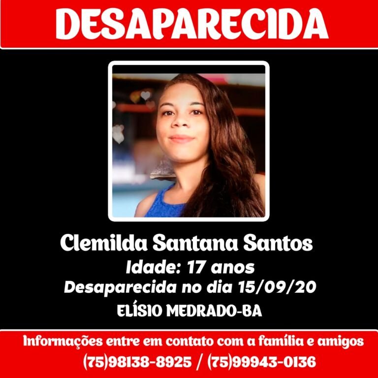 Jovem de 17 anos está desaparecida em Elísio Medrado