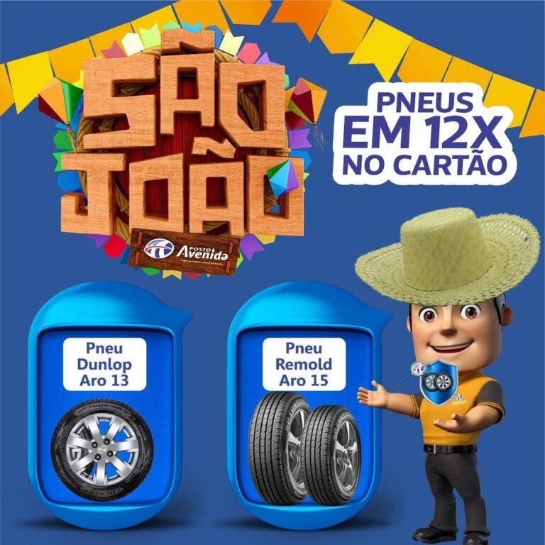 No Posto Avenida tem Pneus Dunlop e Remold em 12x no cartão, aproveite!