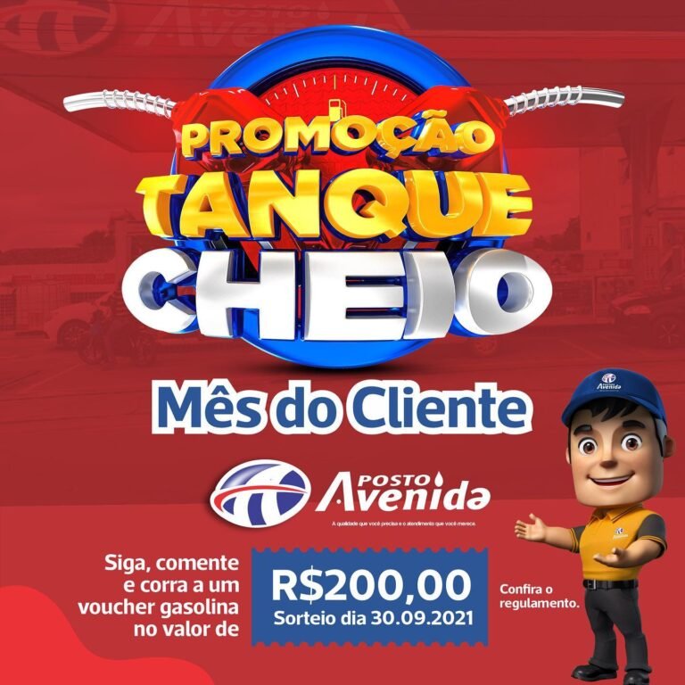 Faltam 3 dias: promoção Tanque Cheio no Posto Avenida, participe!