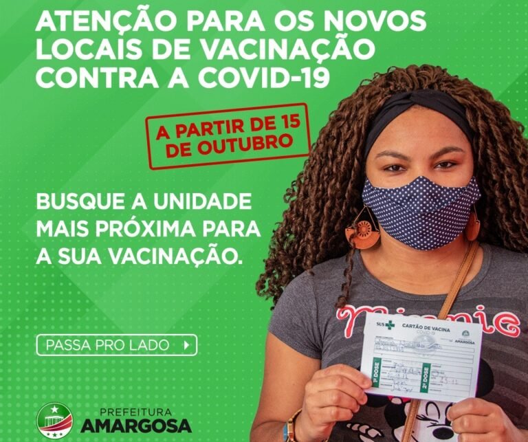 Amargosa: Prefeitura anuncia continuação da vacinação contra a Covid-19 nas Unidades Básicas de Saúde