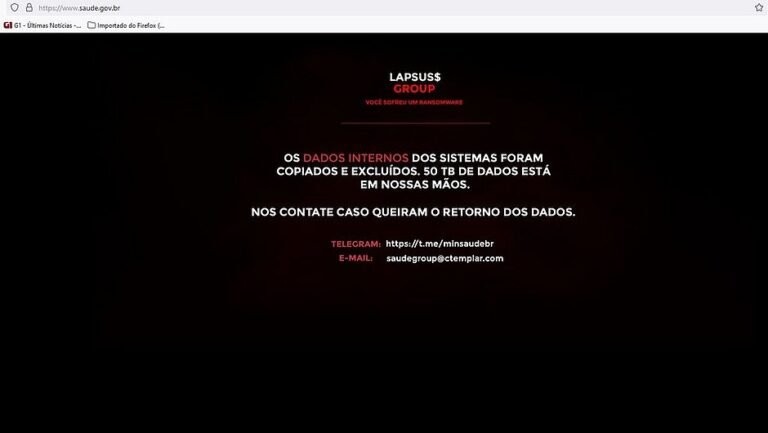 Site do Ministério da Saúde é invadido e dados ficam indisponíveis