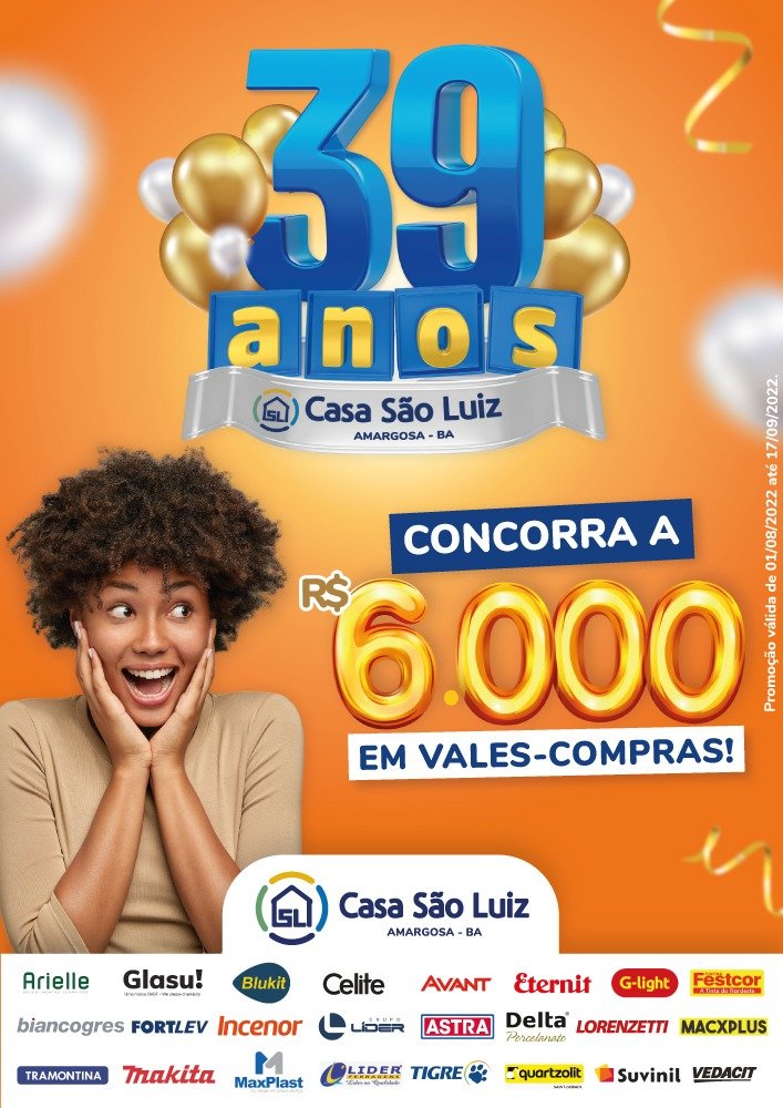 Casa São Luiz comemora aniversário de 39 anos em Amargosa; 6 mil em vales-compras serão sorteados