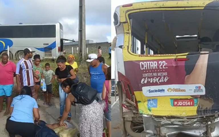 Colisão entre dois ônibus deixa 20 feridos em Feira de Santana