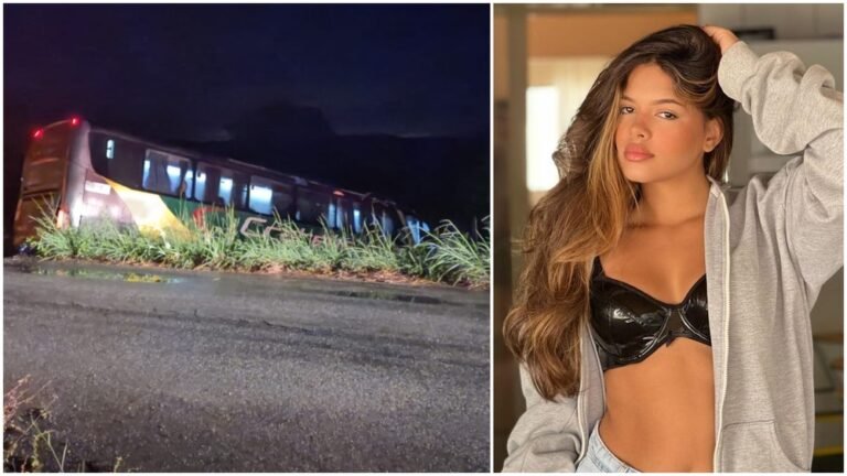 Ônibus da cantora de piseiro Brisa Star cai em ribanceira