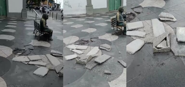 Vândalos furtam placa de bronze do monumento em homenagem a Jorge Amado, no Rio Vermelho