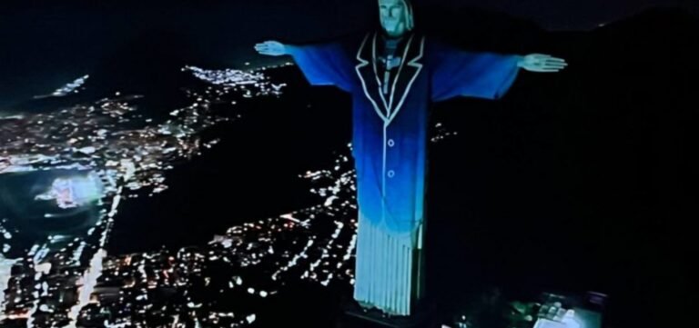 Cristo Redentor aparece “vestido” de Silvio Santos como forma de homenagem